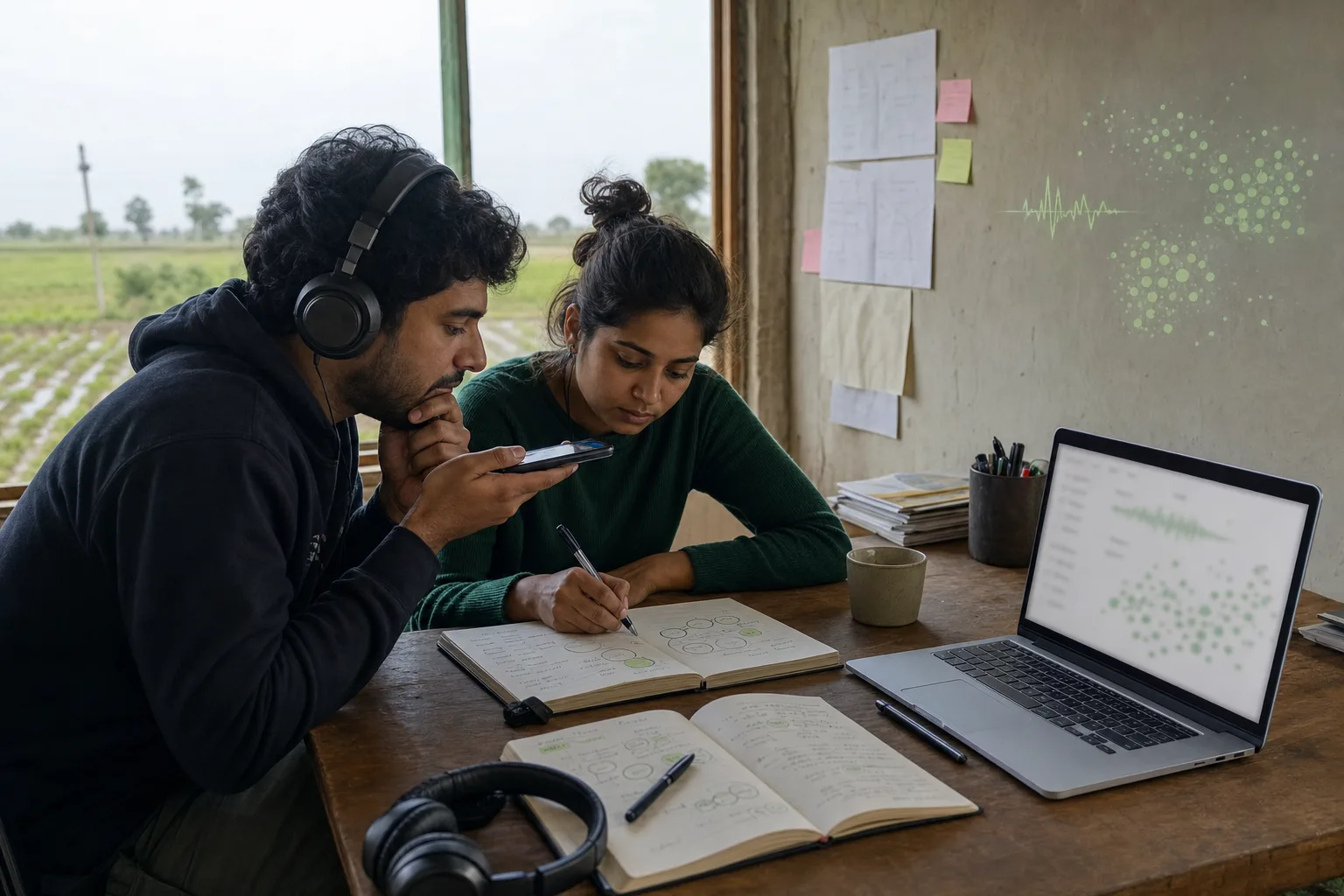 A product team reviewing early, anonymized farmer-question patterns from KissanGPT.
